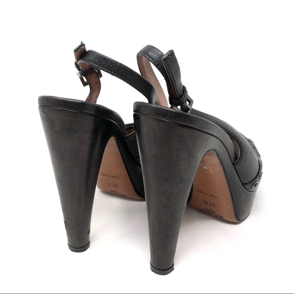 ✨Alaïa✨ Black Rivet Cross Platform Heels 37 - Picture 2 of 8